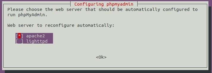 Select Web Server phpMyAdmin