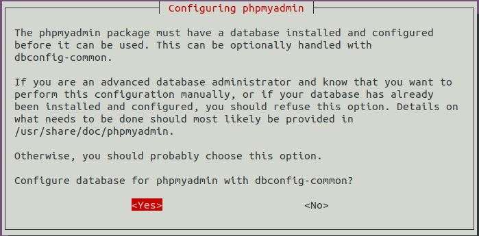 Configure Database db-config-common phpMyAdmin