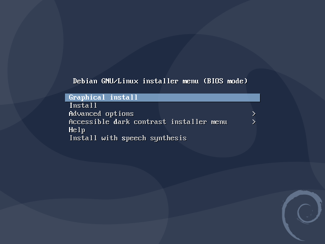 Welcome Screen Debian 10
