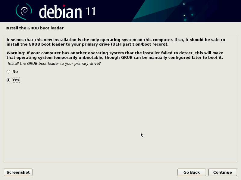 20-debian-11-Install the GRUB boot loader