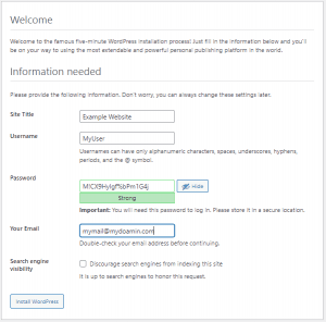 WordPress Info Page