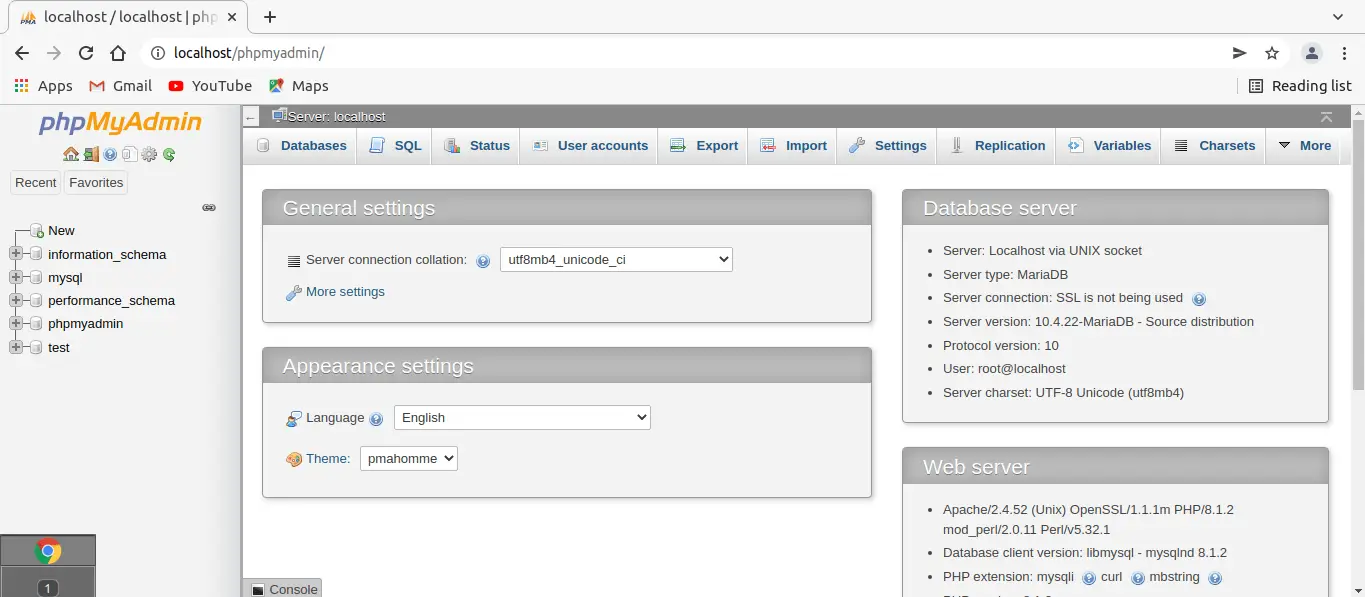 phpMyAdmin-Screenshot